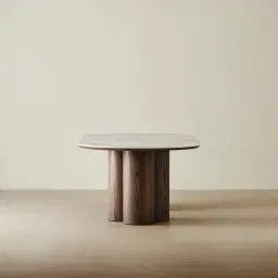 Terzetto Pandora Brown Sintered Stone Curved Dining Table - Dark Brown Ash Legs