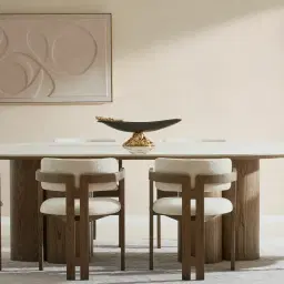 Terzetto Pandora Brown Sintered Stone Curved Dining Table - Dark Brown Ash Legs