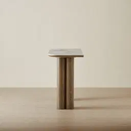 Terzetto Pandora Brown Sintered Stone Console Table - Medium Brown Wooden Legs