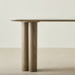 Terzetto Pandora Brown Sintered Stone Console Table - Medium Brown Wooden Legs
