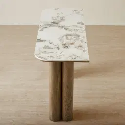 Terzetto Pandora Brown Sintered Stone Console Table - Medium Brown Wooden Legs