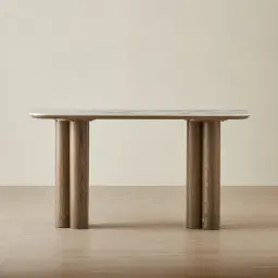 Terzetto Pandora Brown Sintered Stone Console Table - Medium Brown Wooden Legs