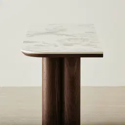 Terzetto Pandora Brown Sintered Stone Console Table - Dark Brown Ash Legs