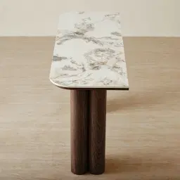 Terzetto Pandora Brown Sintered Stone Console Table - Dark Brown Ash Legs