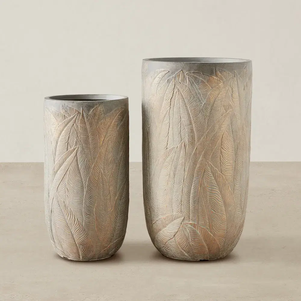 Maliyah Brass Washed Fibre Clay Tall Planter - Set of 2