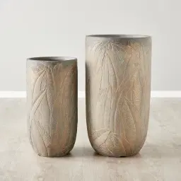 Maliyah Brass Washed Fibre Clay Tall Planter - Set of 2