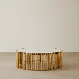 Amaya White Sintered Stone Coffee Table - Polished Gold Legs