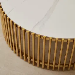 Amaya White Sintered Stone Coffee Table - Polished Gold Legs