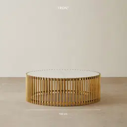 Amaya White Sintered Stone Coffee Table - Polished Gold Legs