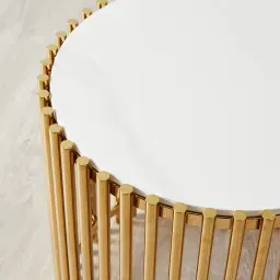 Amaya White Sintered Stone Side Table - Polished Gold Legs