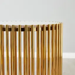 Amaya White Sintered Stone Side Table - Polished Gold Legs