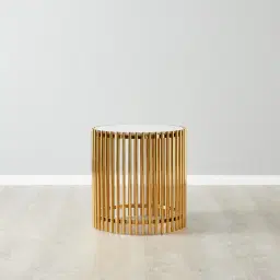 Amaya White Sintered Stone Side Table - Polished Gold Legs