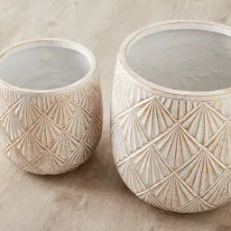 Zariah White Fibre Clay Planter - Set of 2