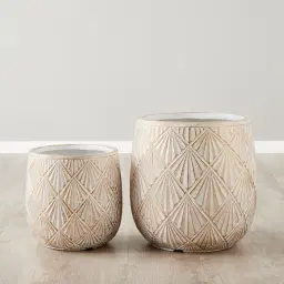 Zariah White Fibre Clay Planter - Set of 2
