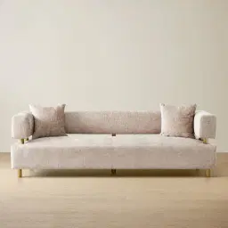 Malta II 3-Seater Beige Latte Chenille Fabric Sofa