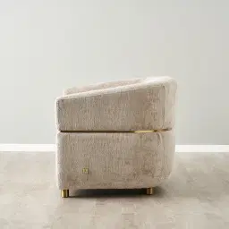 Malta II Beige Latte Chenille Fabric Occasional Chair