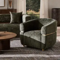 Malta II Green Chenille Fabric Occasional Chair