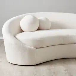 Maddie Curved Chantilly White Fabric 3-Seater Sofa