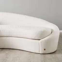 Maddie Curved Chantilly White Fabric 3-Seater Sofa