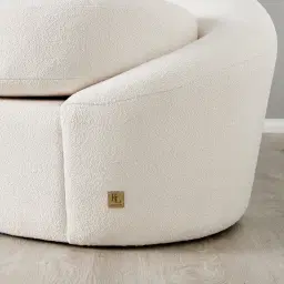 Maddie Curved Chantilly White Fabric 3-Seater Sofa