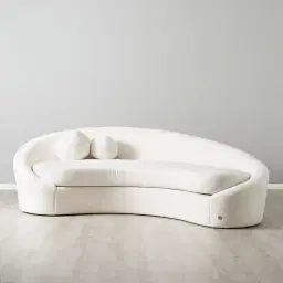Maddie Curved Chantilly White Fabric 3-Seater Sofa