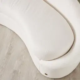 Maddie Curved Chantilly White Fabric 3-Seater Sofa