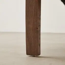 Astrid Chantilly White Fabric Wood Armchair - Maple Brown Legs