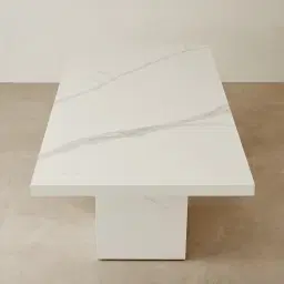 Thames Polished White Sintered Stone Dining Table
