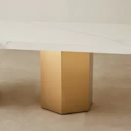 Thames Polished White Sintered Stone Dining Table