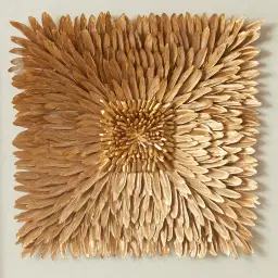 Feather Shadow Box with Light Brown Frame