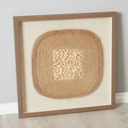 Surrounded Hemp Rope Shadow Box with Light Brown Frame