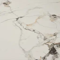 Marbella Cold Calacatta White Sintered Stone Dining Table - Black Nickel Frame