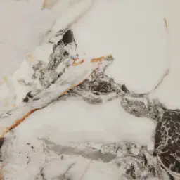 Marbella Cold Calacatta White Sintered Stone Dining Table - Black Nickel Frame