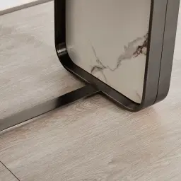 Marbella Cold Calacatta White Sintered Stone Entertainment Unit - Black Nickel Frame