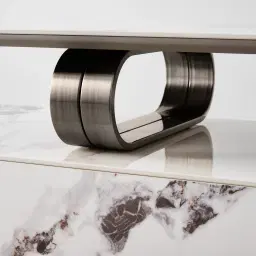 Marbella Cold Calacatta White Sintered Stone Entertainment Unit - Black Nickel Frame