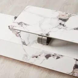 Marbella Cold Calacatta White Sintered Stone Entertainment Unit - Black Nickel Frame