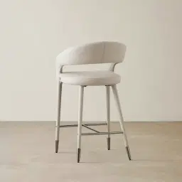 Moulin Glacier Grey Vegan Leather 66cm Counter Stool - Black Nickel Legs