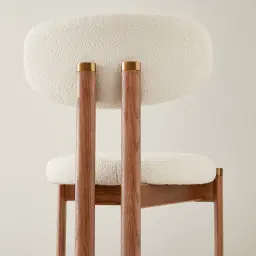 Portobello Chantilly White Fabric Dining Chair - Toffee Brown Ash Legs