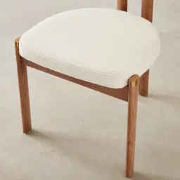 Portobello Chantilly White Fabric Dining Chair - Toffee Brown Ash Legs