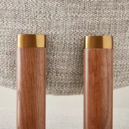 Portobello Murmur White Fabric Dining Chair - Toffee Brown Ash Legs