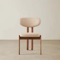 Portobello Sand Beige Vegan Leather Dining Chair - Toffee Brown Ash Legs
