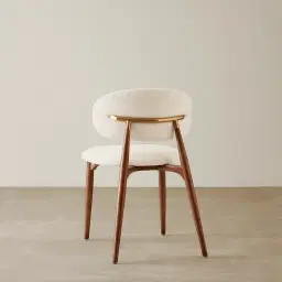 Seville Chantilly White Fabric Dining Chair - Toffee Brown Ash Legs