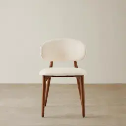 Seville Chantilly White Fabric Dining Chair - Toffee Brown Ash Legs