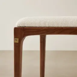 Charlotte Chantilly White Fabric Dining Chair - Toffee Brown Ash Legs