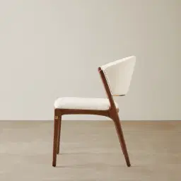 Charlotte Chantilly White Fabric Dining Chair - Toffee Brown Ash Legs