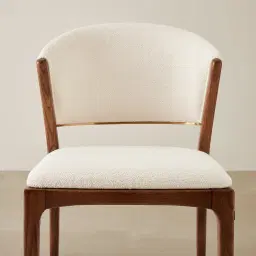 Charlotte Chantilly White Fabric Dining Chair - Toffee Brown Ash Legs