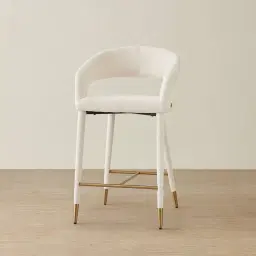 Moulin Chantilly White Fabric 66cm Counter Stool - Brushed Gold Legs