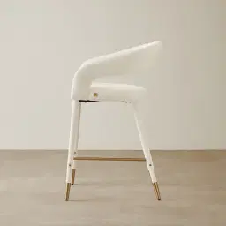 Moulin Chantilly White Fabric 66cm Counter Stool - Brushed Gold Legs