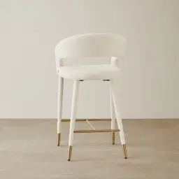 Moulin Chantilly White Fabric 66cm Counter Stool - Brushed Gold Legs