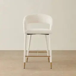 Moulin Chantilly White Fabric 66cm Counter Stool - Brushed Gold Legs